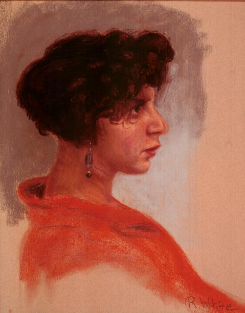 Daisy Pastel painting. Portrait of a young woman.