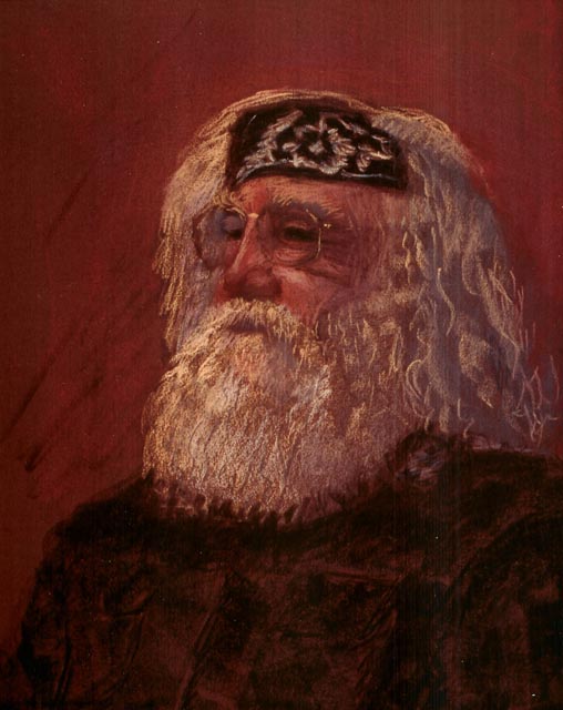 Jimmy Albey Pastel painting. Portrait of a man with a full white beard.